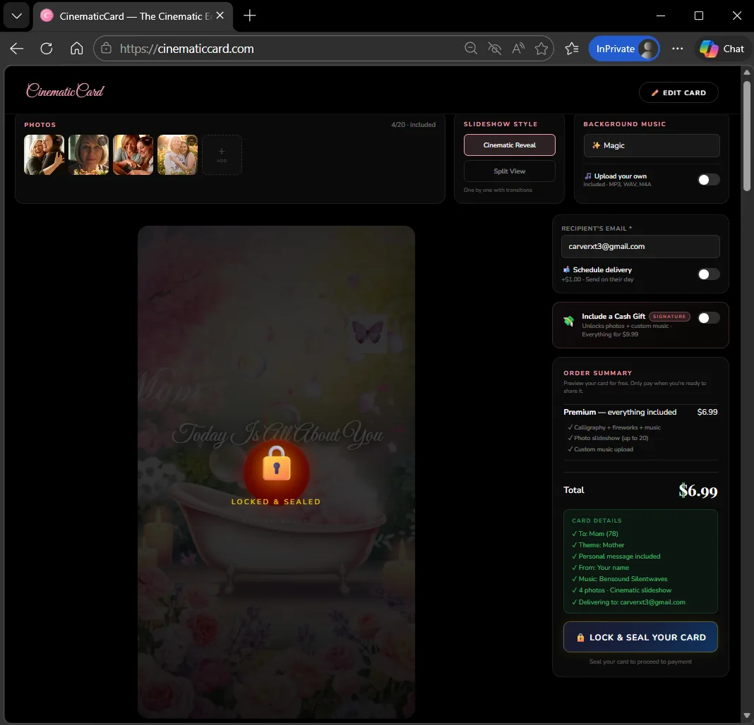 Lock and seal animation with payment checkout