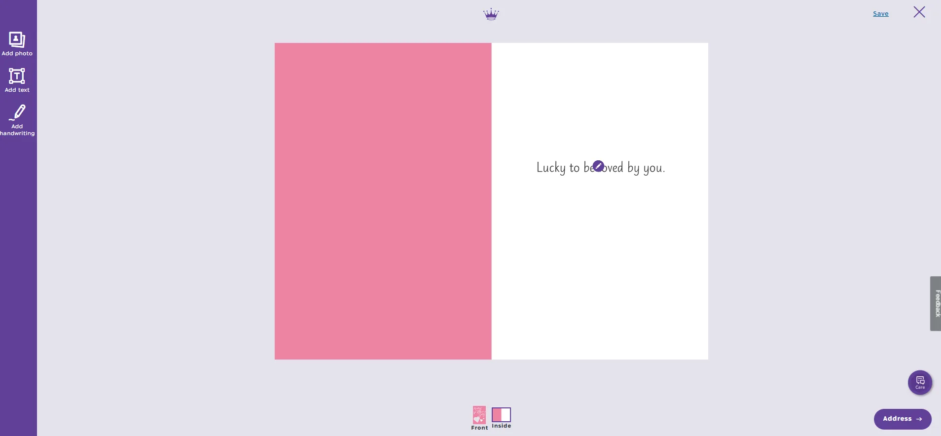 Inside page of a Hallmark card with a short typed message