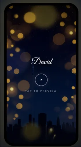 CinematicCard Him — Fireworks theme preview