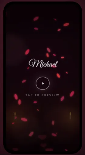 CinematicCard Him — Romantic theme preview