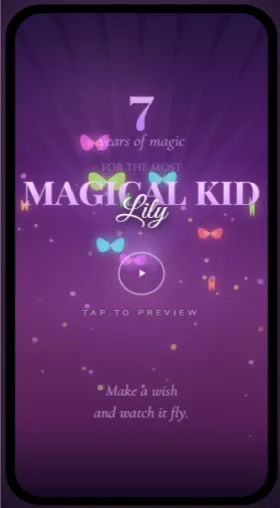 CinematicCard Kids — Butterfly theme preview