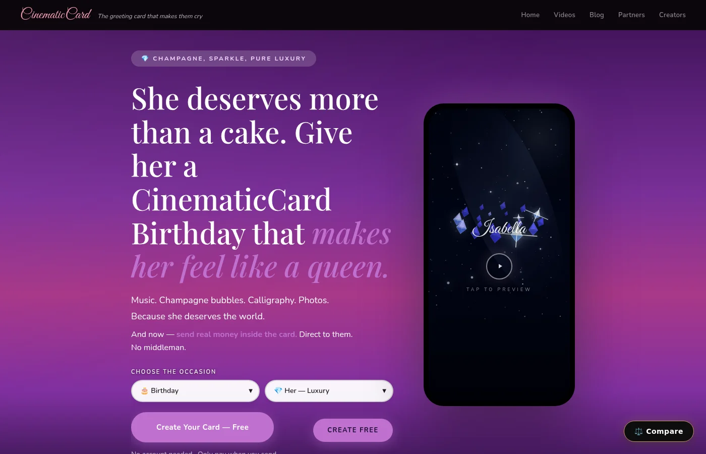 CinematicCard birthday her luxury preview