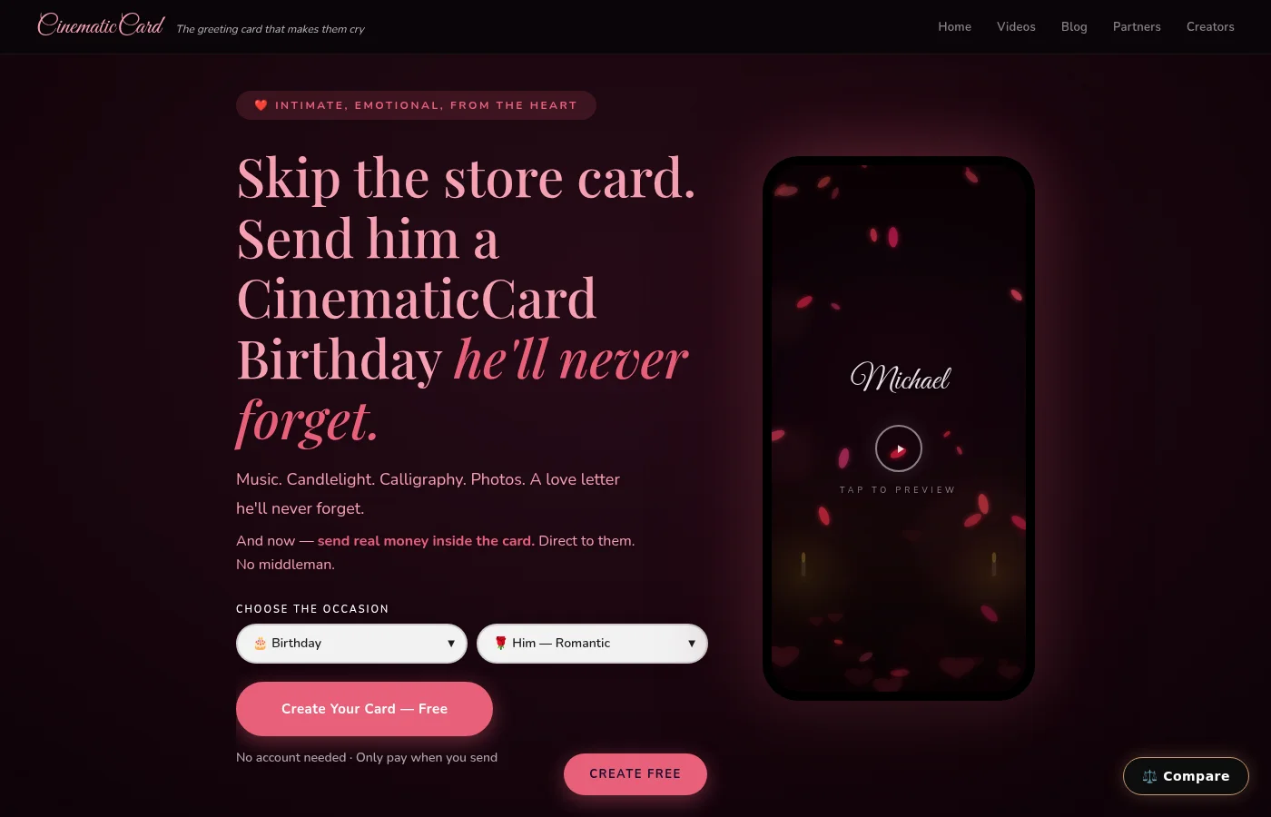 CinematicCard birthday him romantic preview