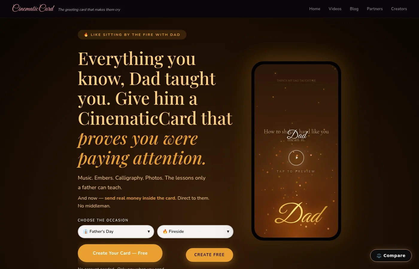 CinematicCard father fireside preview