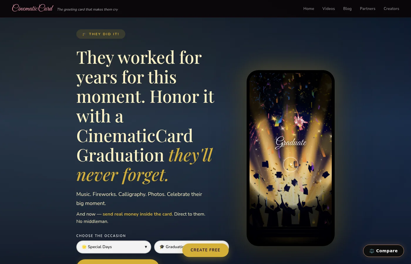 CinematicCard graduation preview