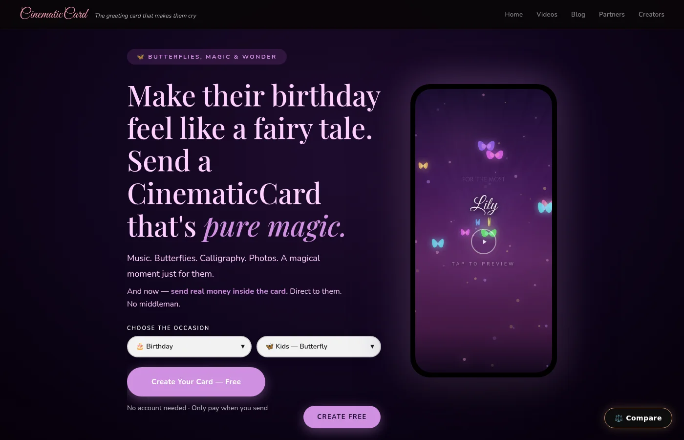 CinematicCard kids butterfly preview