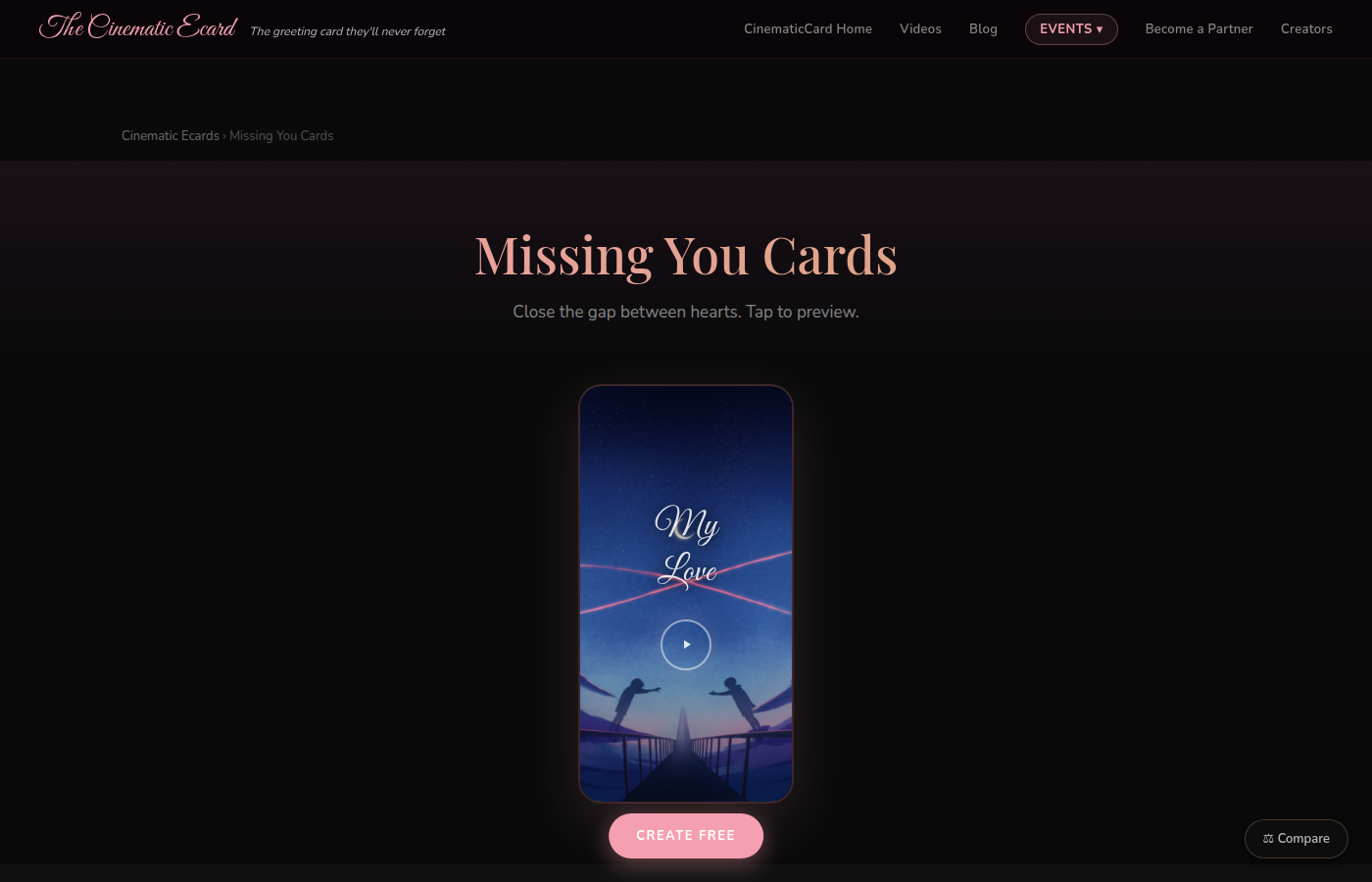 Missing you card with moonlight and silhouettes design for long distance relationships